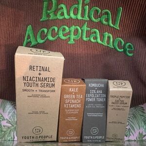 Youth to the People Skincare Serum cleanser, toner, retinal skincare bag set kit